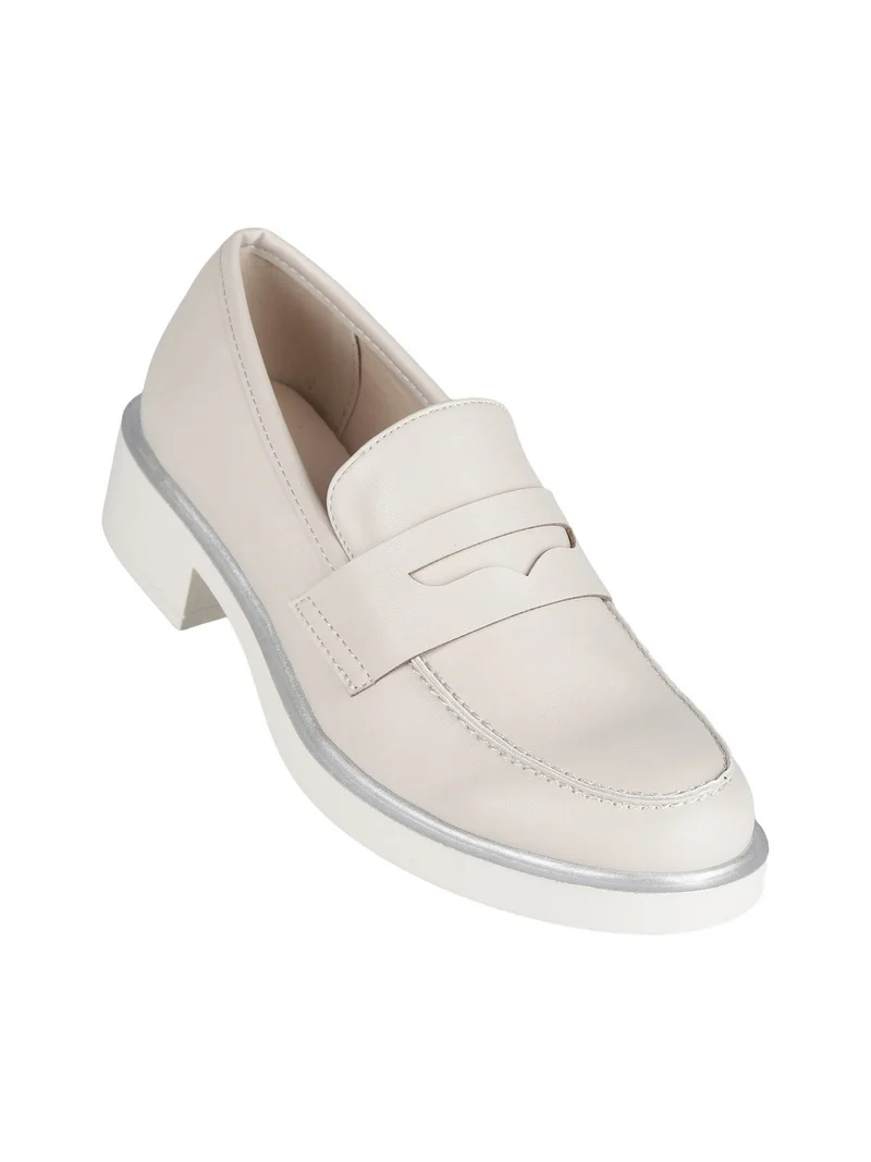 Mocassini donna con tacco - panna