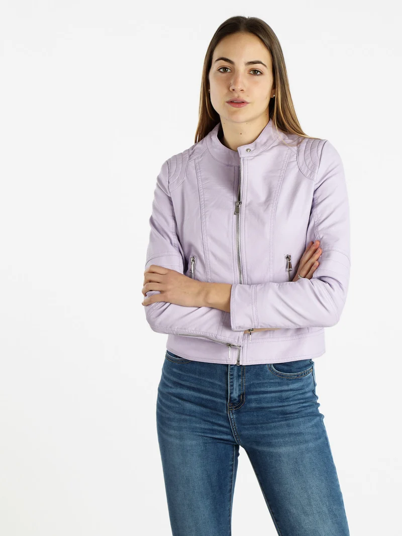 Giacca in ecopelle da donna - lilla