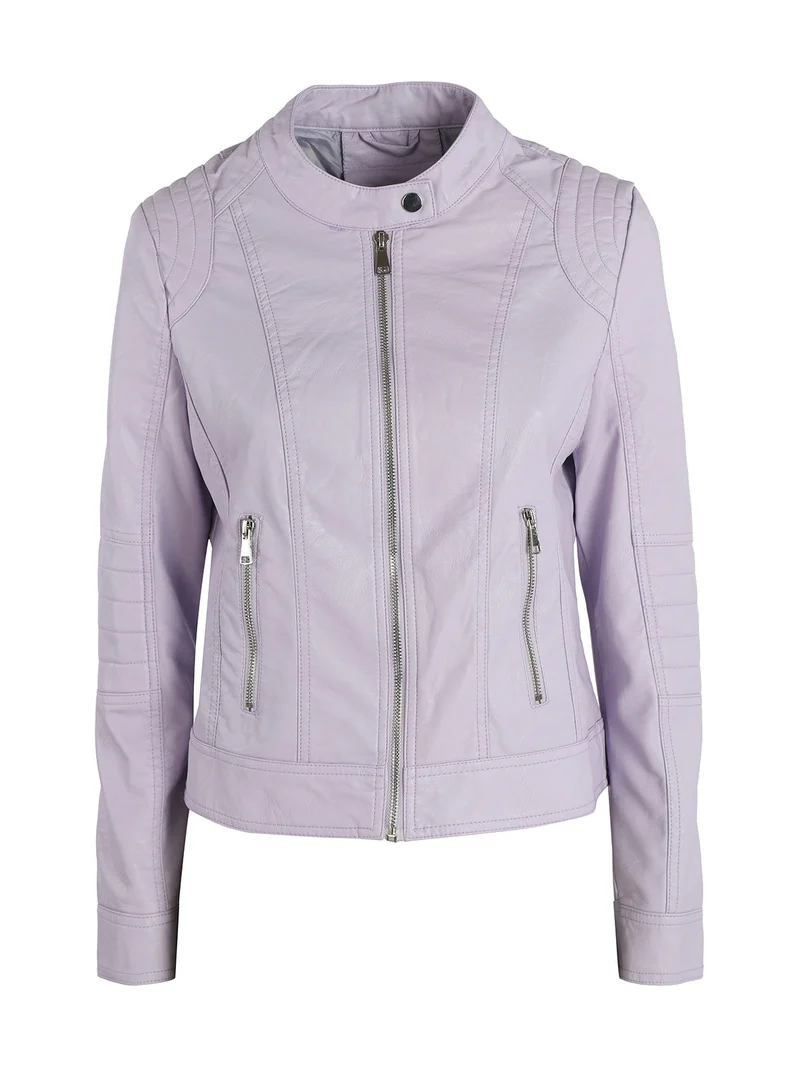 Giacca in ecopelle da donna - lilla