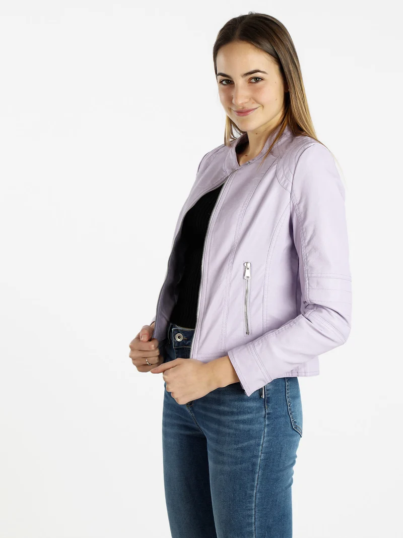 Giacca in ecopelle da donna - lilla