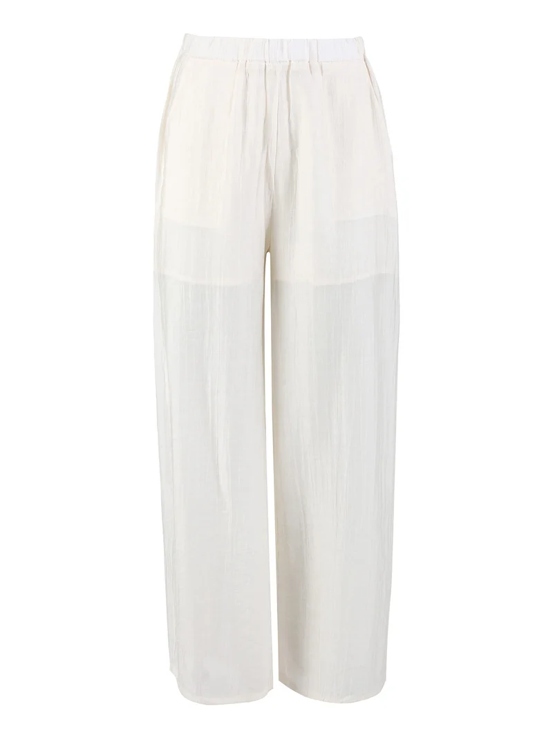 Pantaloni donna a gamba larga - bianco