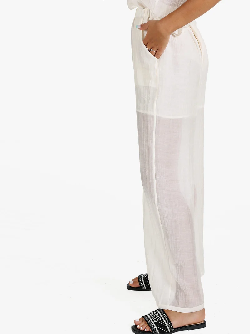Pantaloni donna a gamba larga - bianco