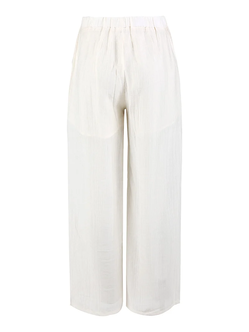 Pantaloni donna a gamba larga - bianco