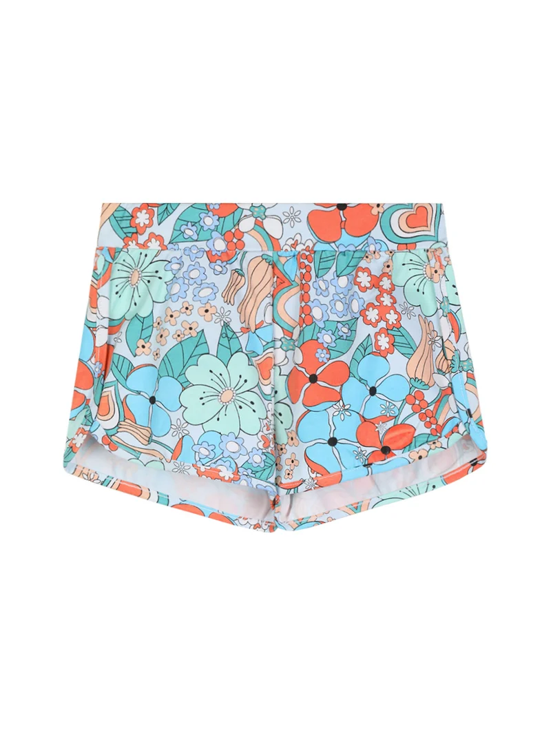 Shorts in cotone da bambina con stampe - azzurro