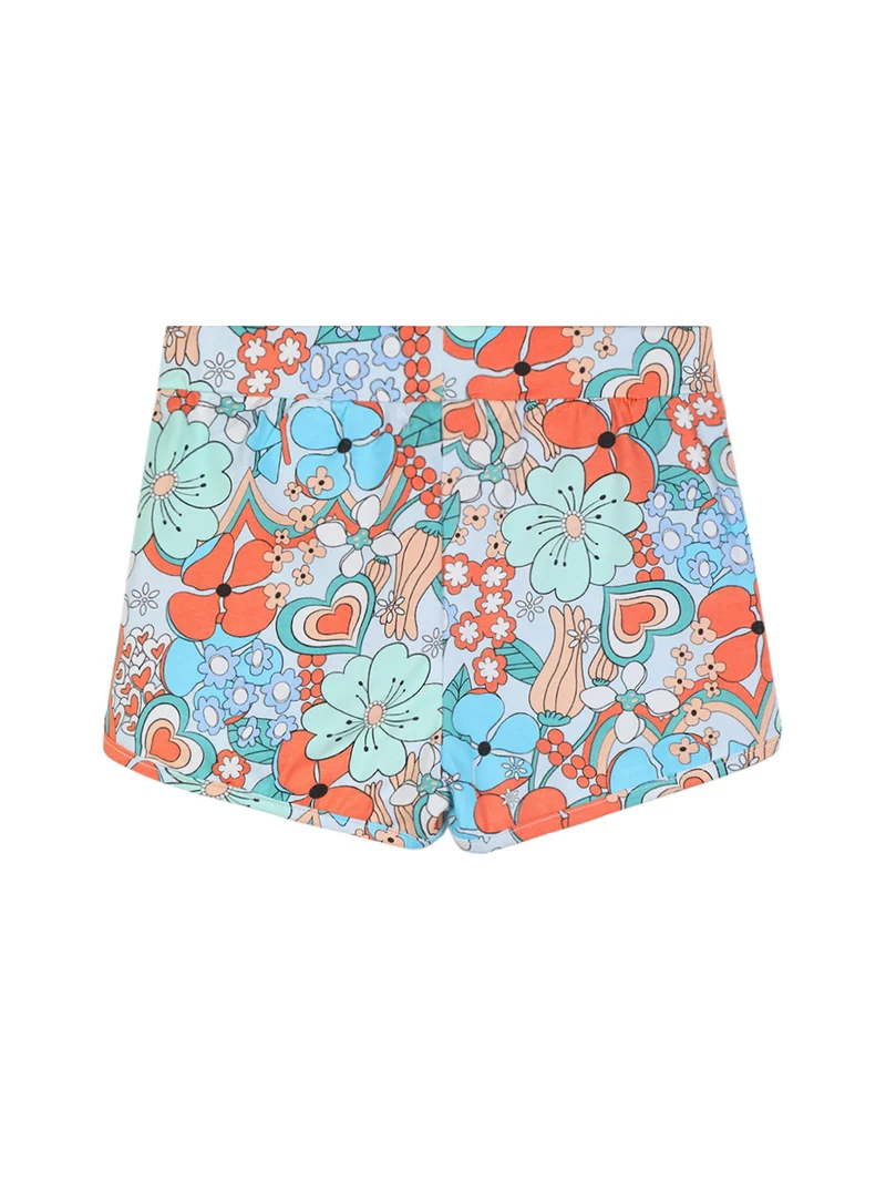 Shorts in cotone da bambina con stampe - azzurro