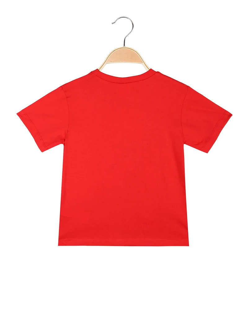 T-shirt da bambino in cotone con stampa - rosso