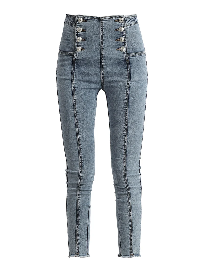 Jeggings da donna vita alta - azzurro