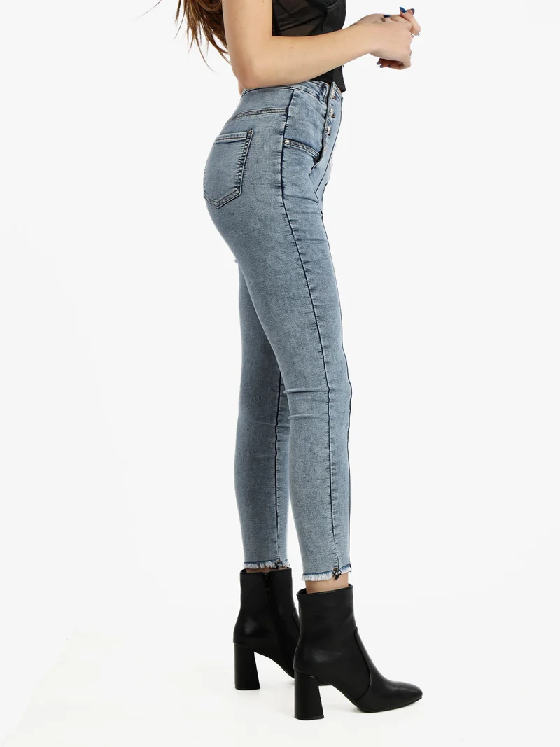 Jeggings da donna vita alta - azzurro