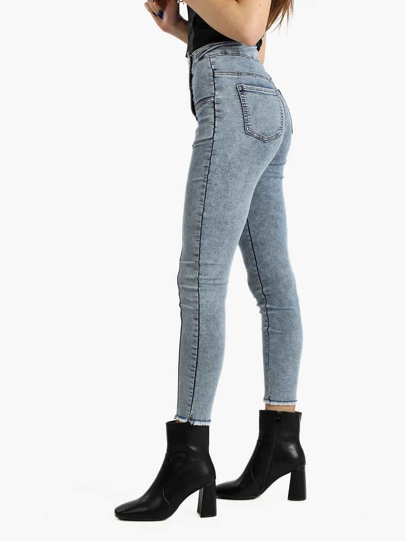 Jeggings da donna vita alta - azzurro