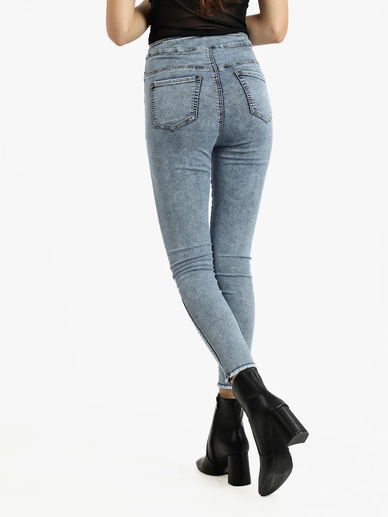 Jeggings da donna vita alta - azzurro