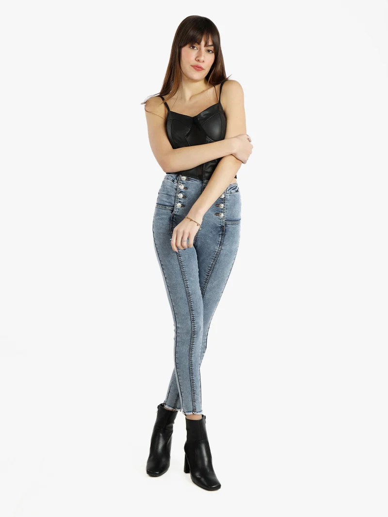 Jeggings da donna vita alta - azzurro