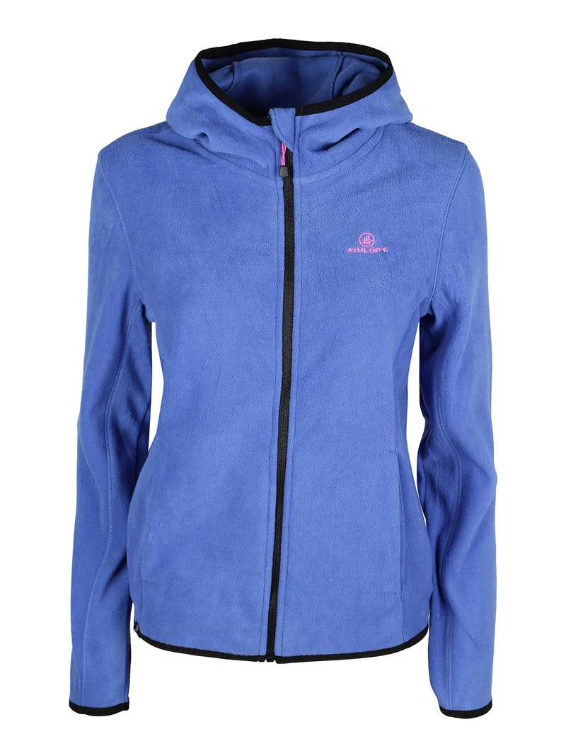 Felpa donna in pile con cappuccio e zip - blu