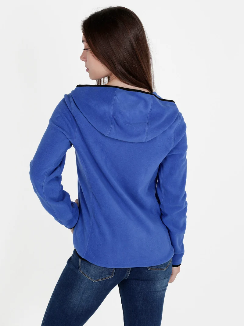 Felpa donna in pile con cappuccio e zip - blu