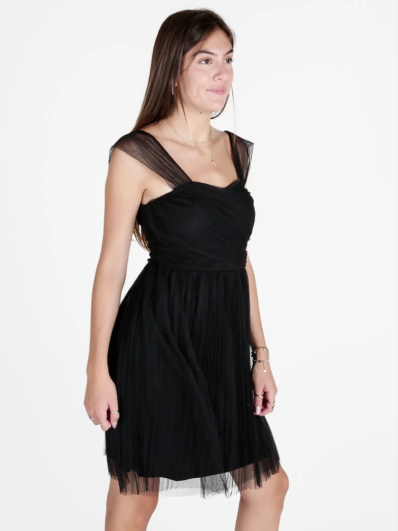 Abito donna in tulle senza maniche - nero