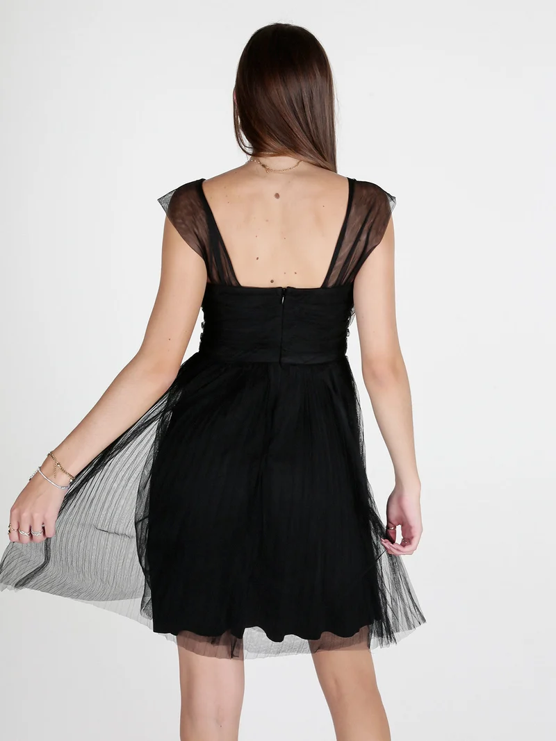 Abito donna in tulle senza maniche - nero
