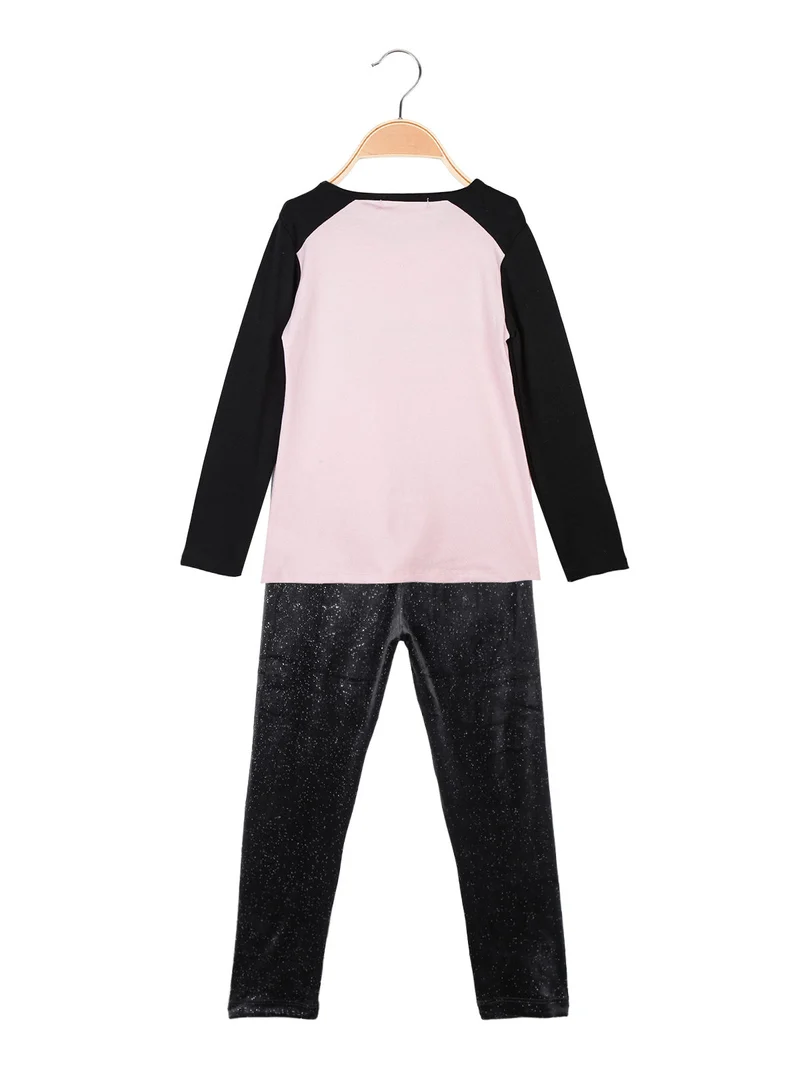 Completo 2 pezzi da bambina con leggings - rosa