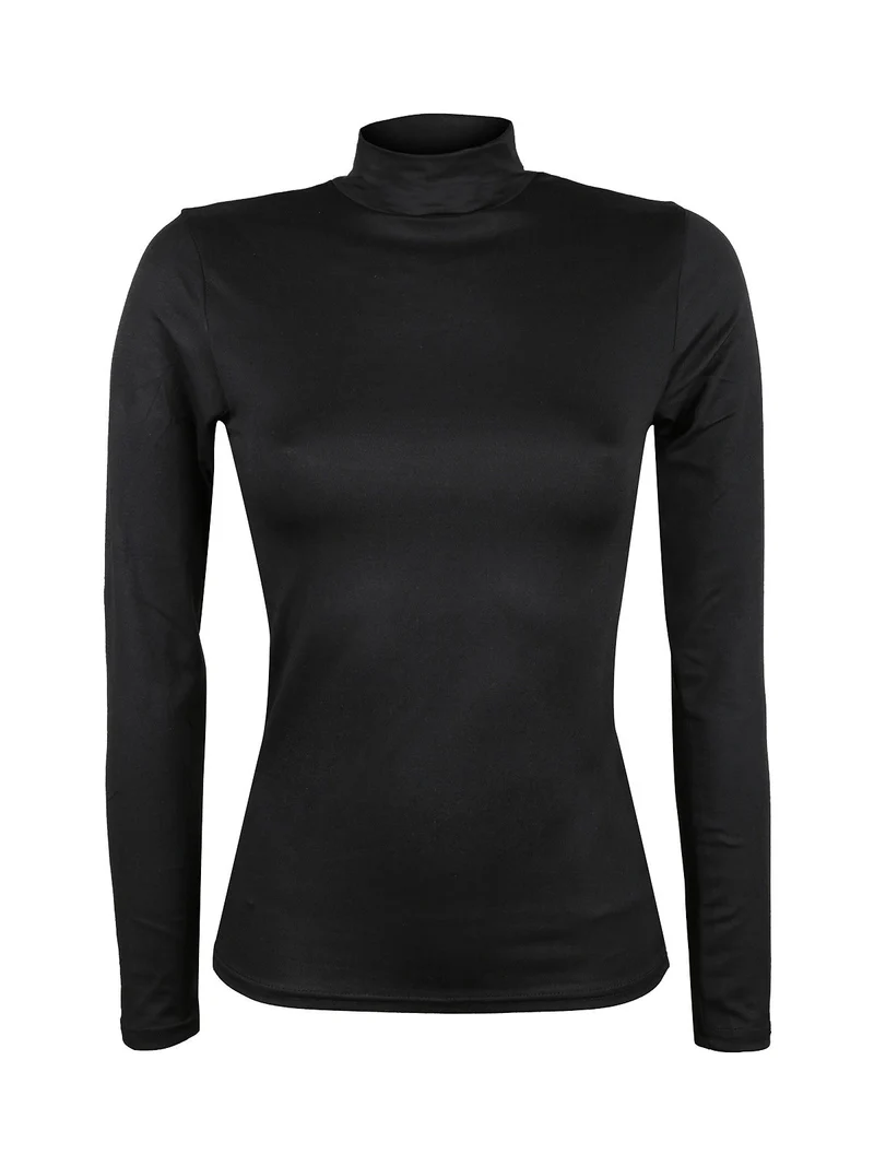 Maglia a lupetto donna in microfibra - nero