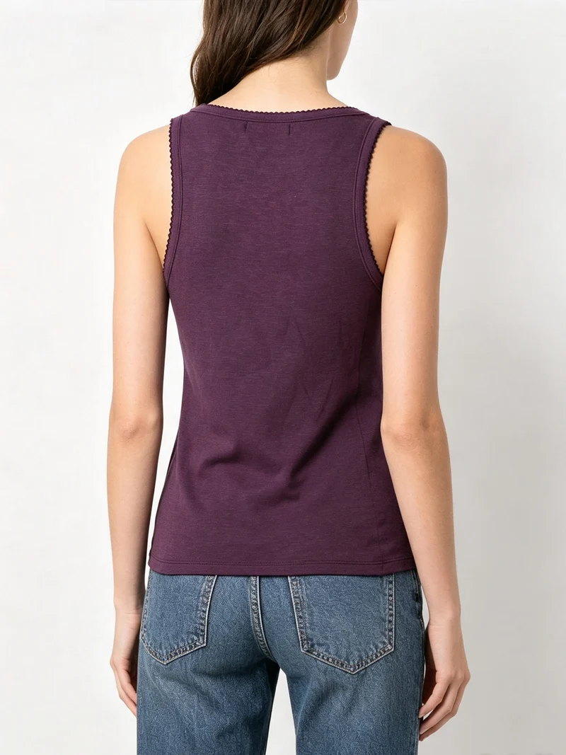 Top donna in tinta unita con scollo quadrato - viola