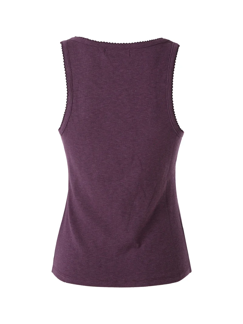 Top donna in tinta unita con scollo quadrato - viola