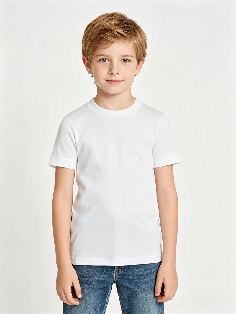 Maglia intima girocollo da bambino manica corta - bianco