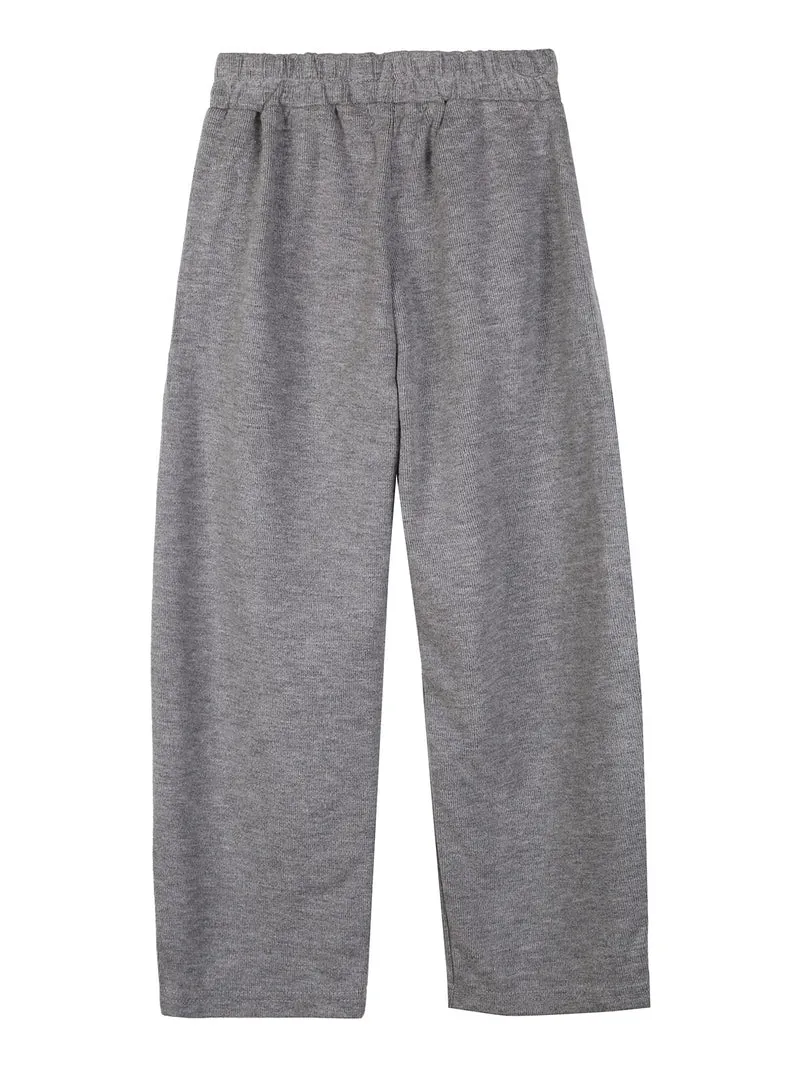 Pantaloni da bambina balloon in maglia con elastico in vita - grigio