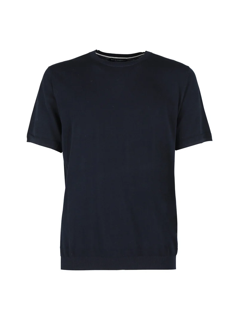 T-shirt girocollo da uomo in maglia - nero