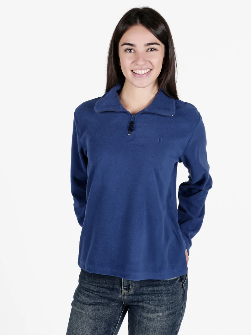 Felpa donna in pile a mezza zip - blu