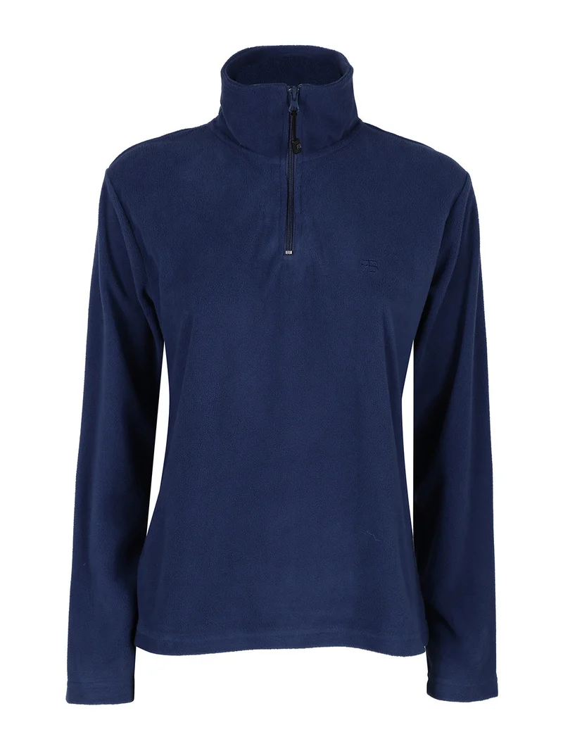 Felpa donna in pile a mezza zip - blu