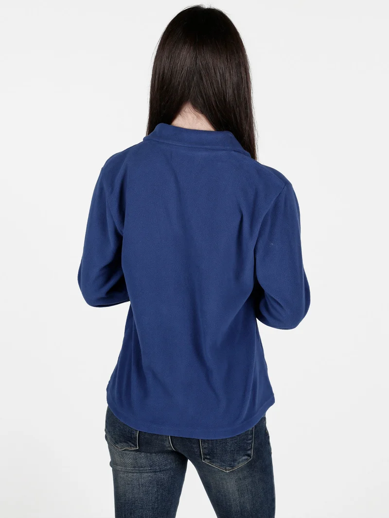 Felpa donna in pile a mezza zip - blu
