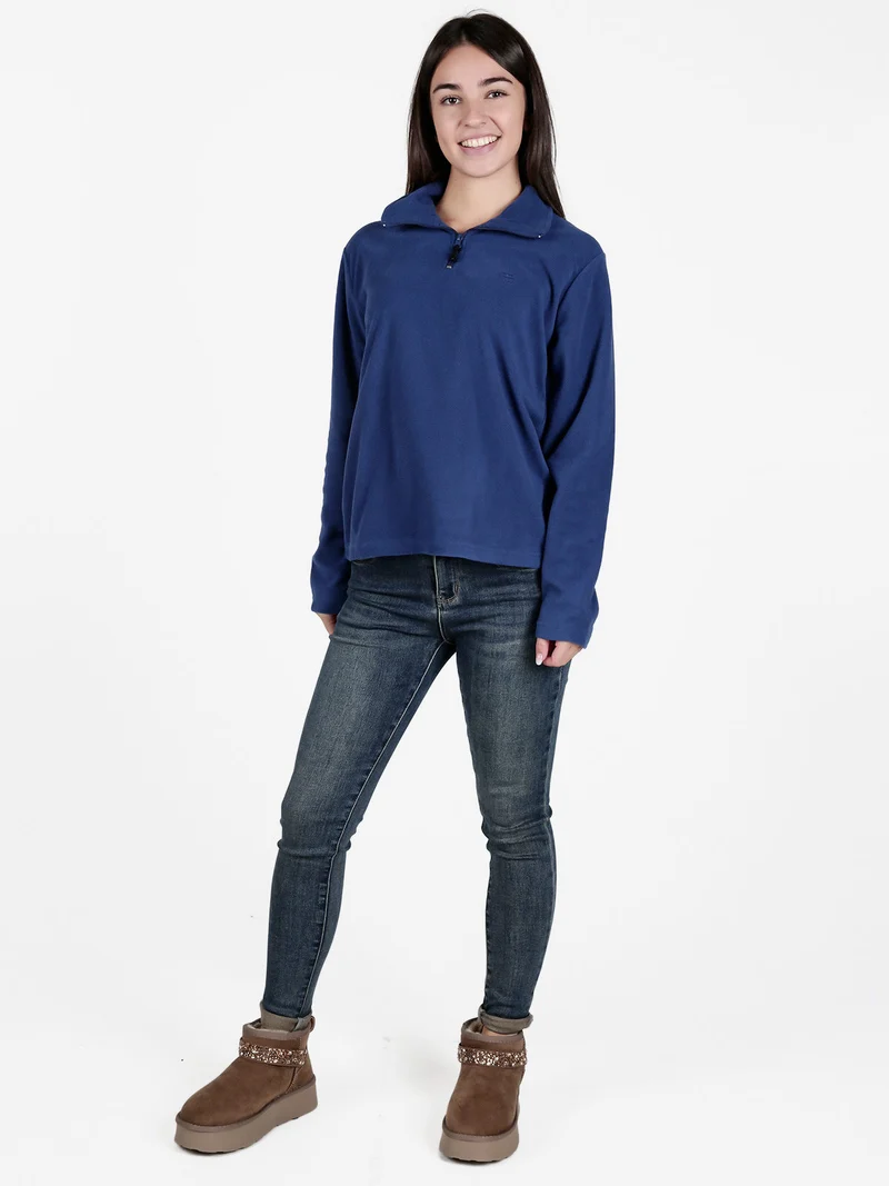 Felpa donna in pile a mezza zip - blu