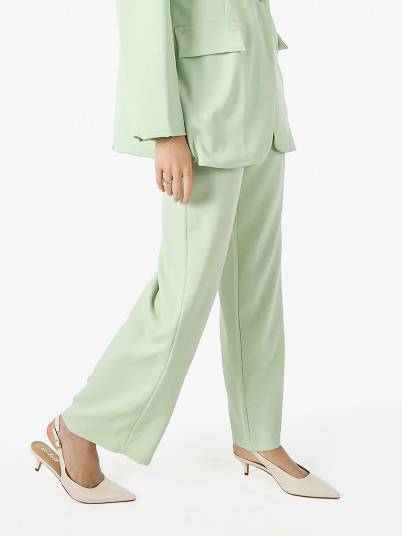 Pantaloni da donna a gamba dritta e larga - acqua marina