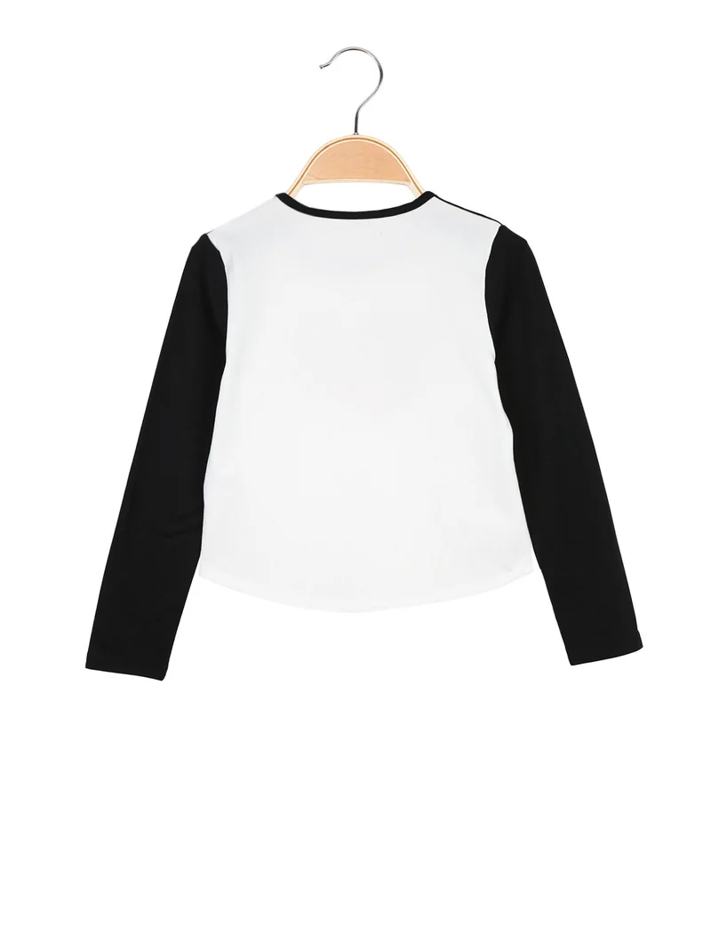 T-shirt da bambina a maniche lunghe con interno in caldo cotone - bianco