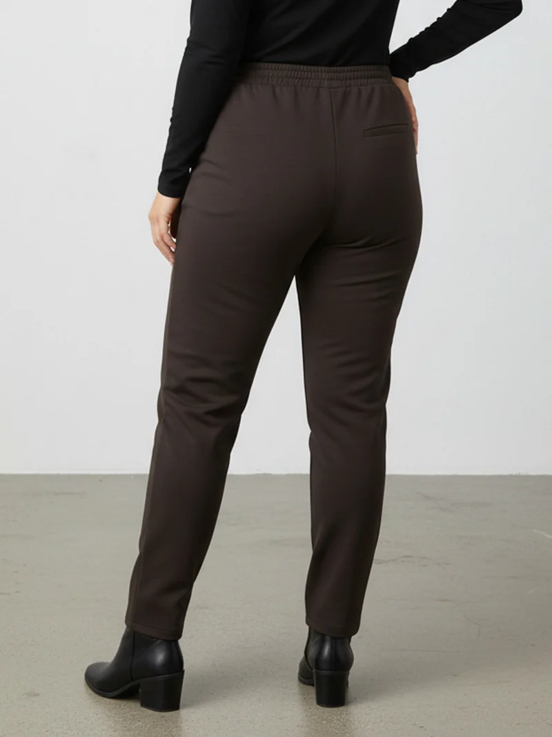Pantaloni donna con elastico in vita taglie forti - moro