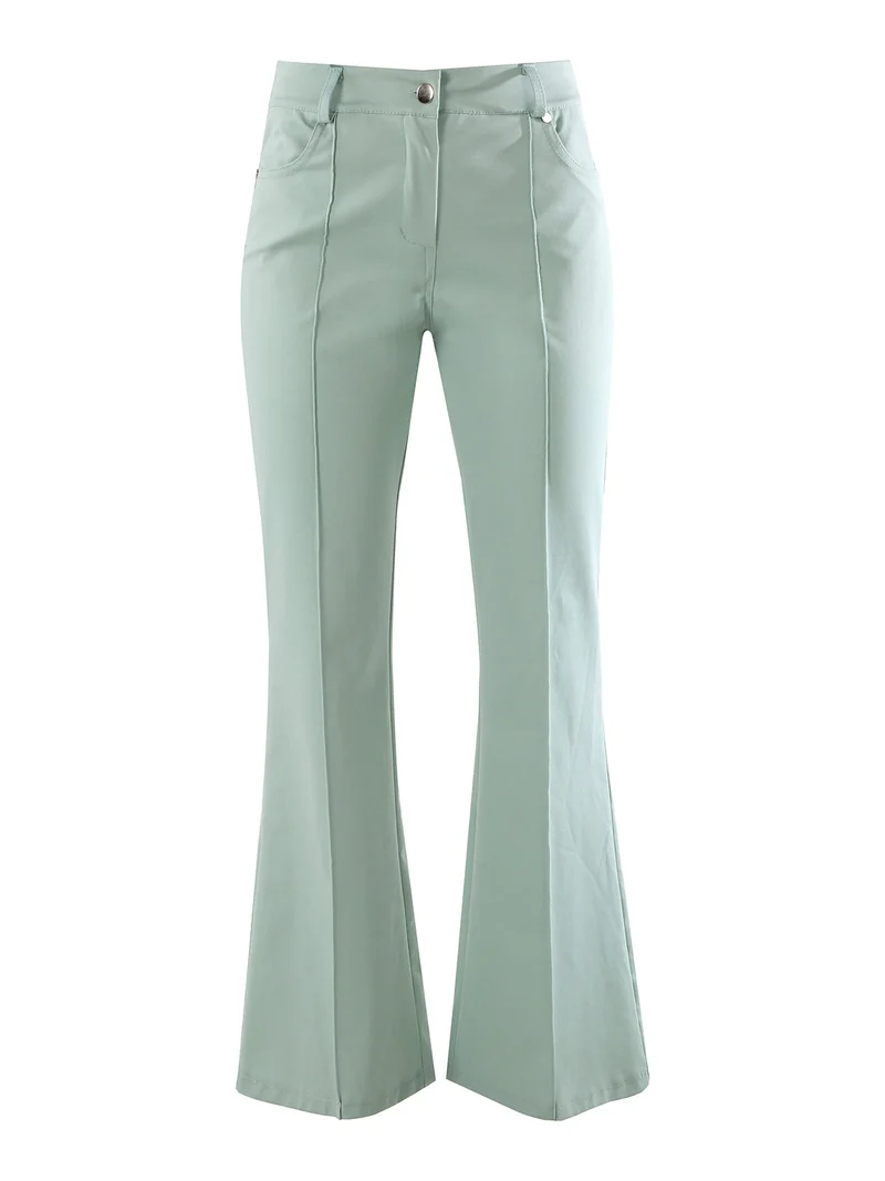 Pantaloni donna a zampa con cucitura centrale - acqua marina