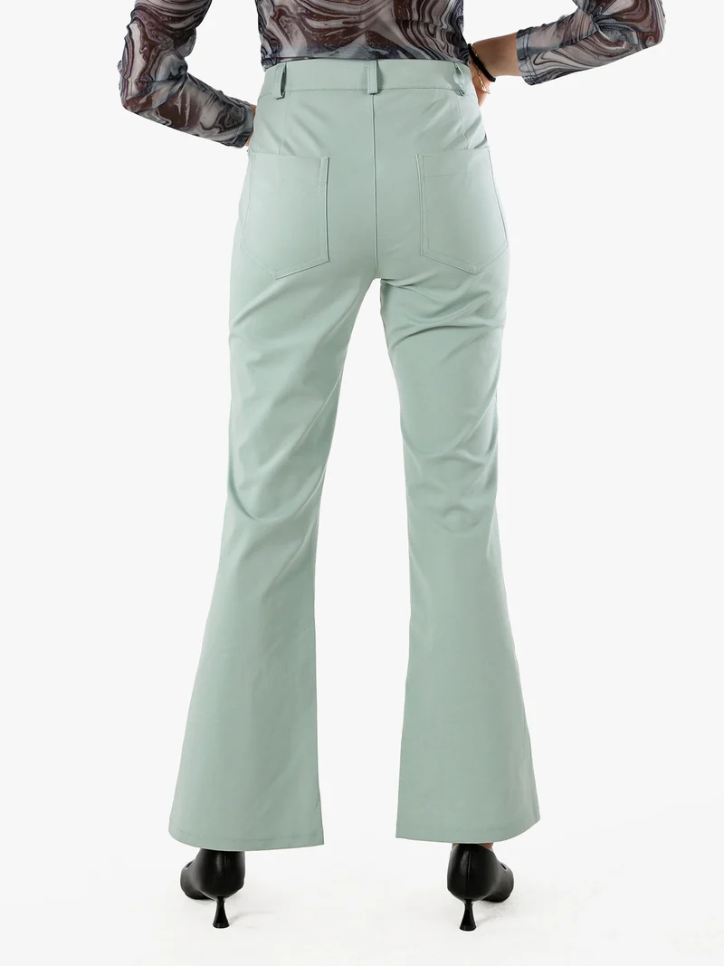 Pantaloni donna a zampa con cucitura centrale - acqua marina
