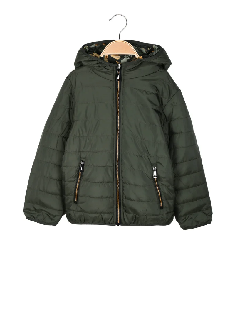 Giubbotto da bambino doubleface con cappuccio e zip - verde