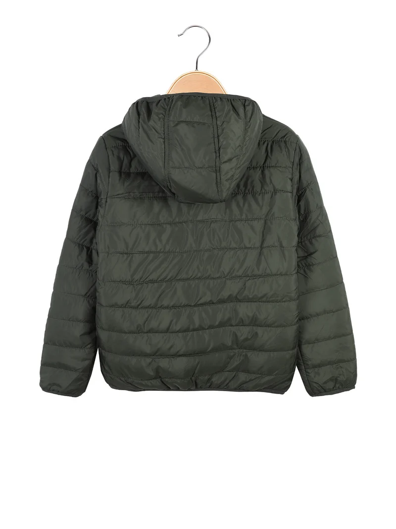 Giubbotto da bambino doubleface con cappuccio e zip - verde