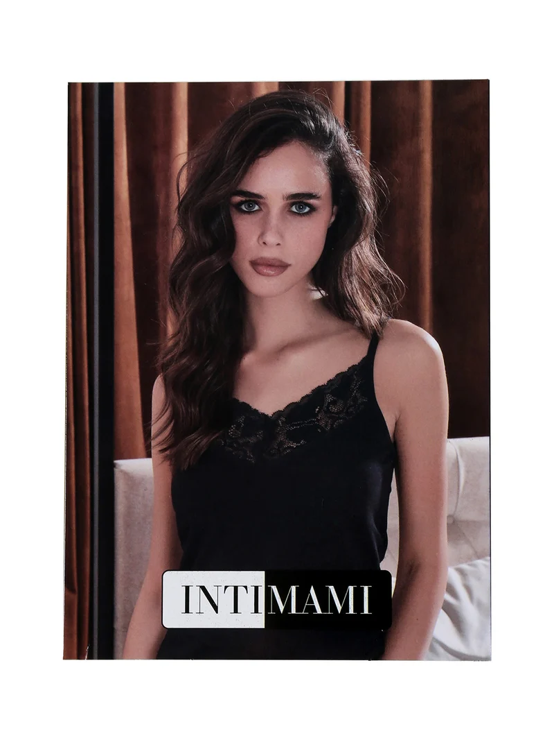 Top donna con spalline sottili in cotone bielastico - nero