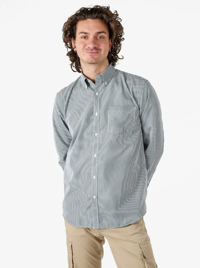 Camicia a quadretti da uomo con maniche lunghe - verde