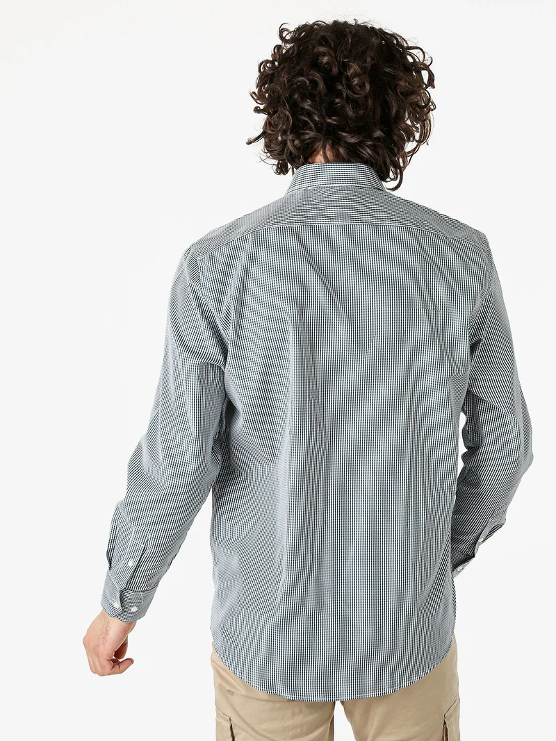 Camicia a quadretti da uomo con maniche lunghe - verde