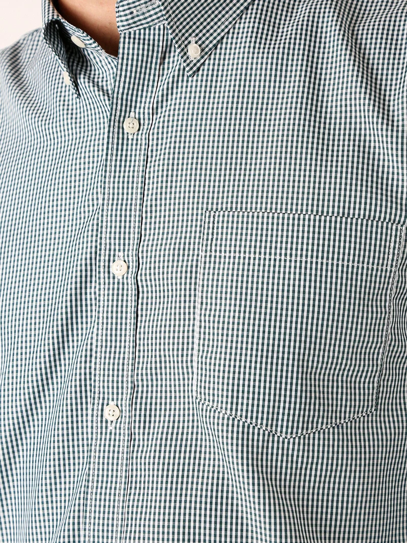 Camicia a quadretti da uomo con maniche lunghe - verde