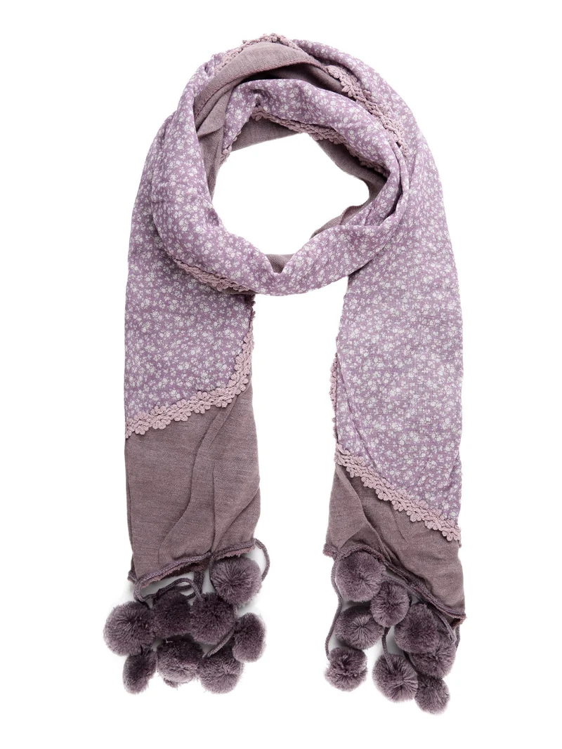 Sciarpa donna con pom pon - lilla