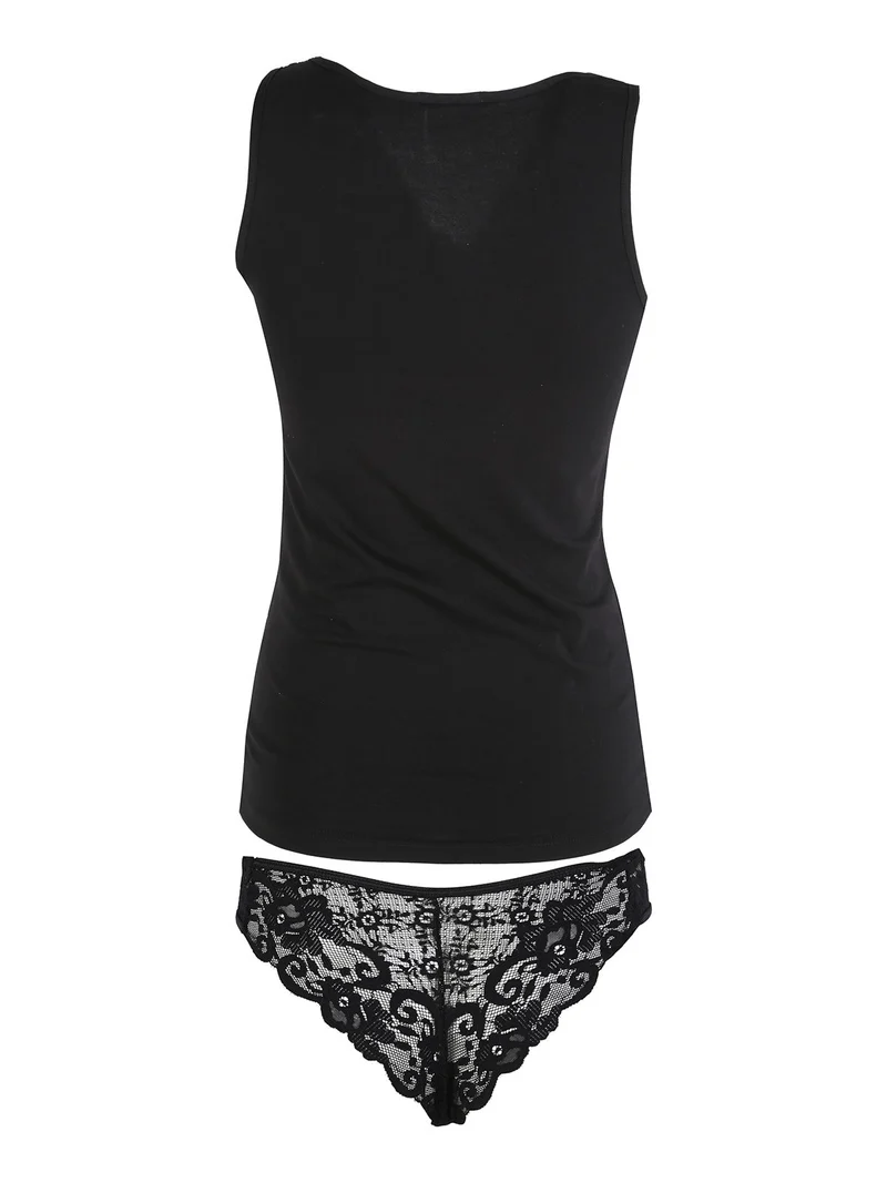 Coordinato intimo donna in pizzo con top e brasiliana - nero