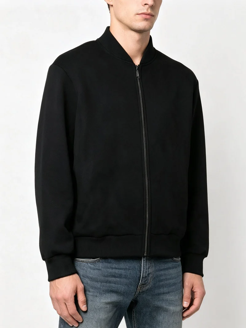 Giacca da uomo scamosciata con zip - nero