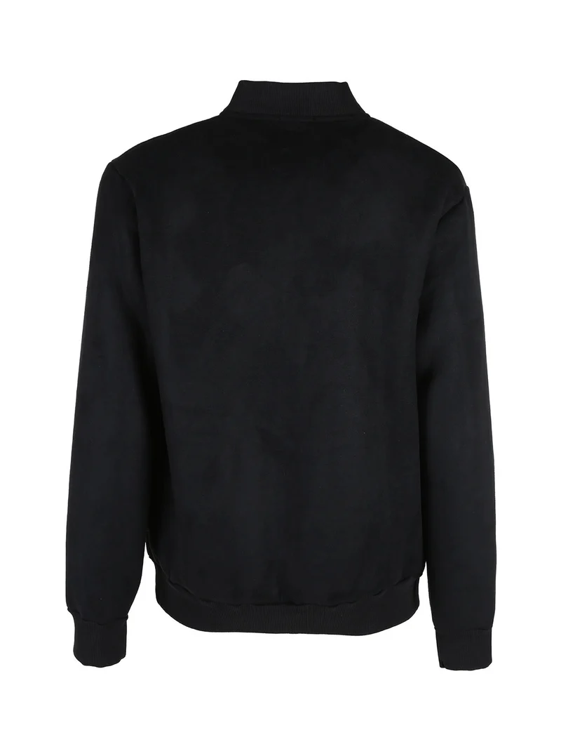 Giacca da uomo scamosciata con zip - nero