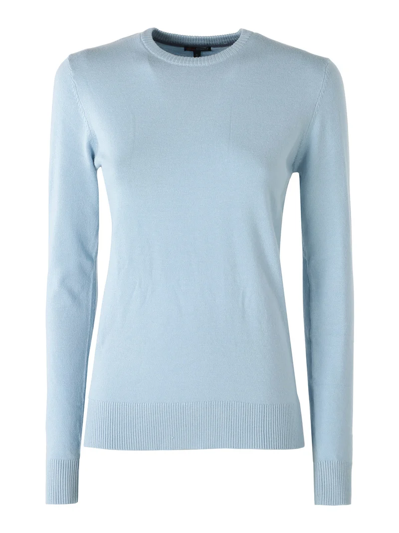 Pullover girocollo da donna in maglia tinta unita - azzurro