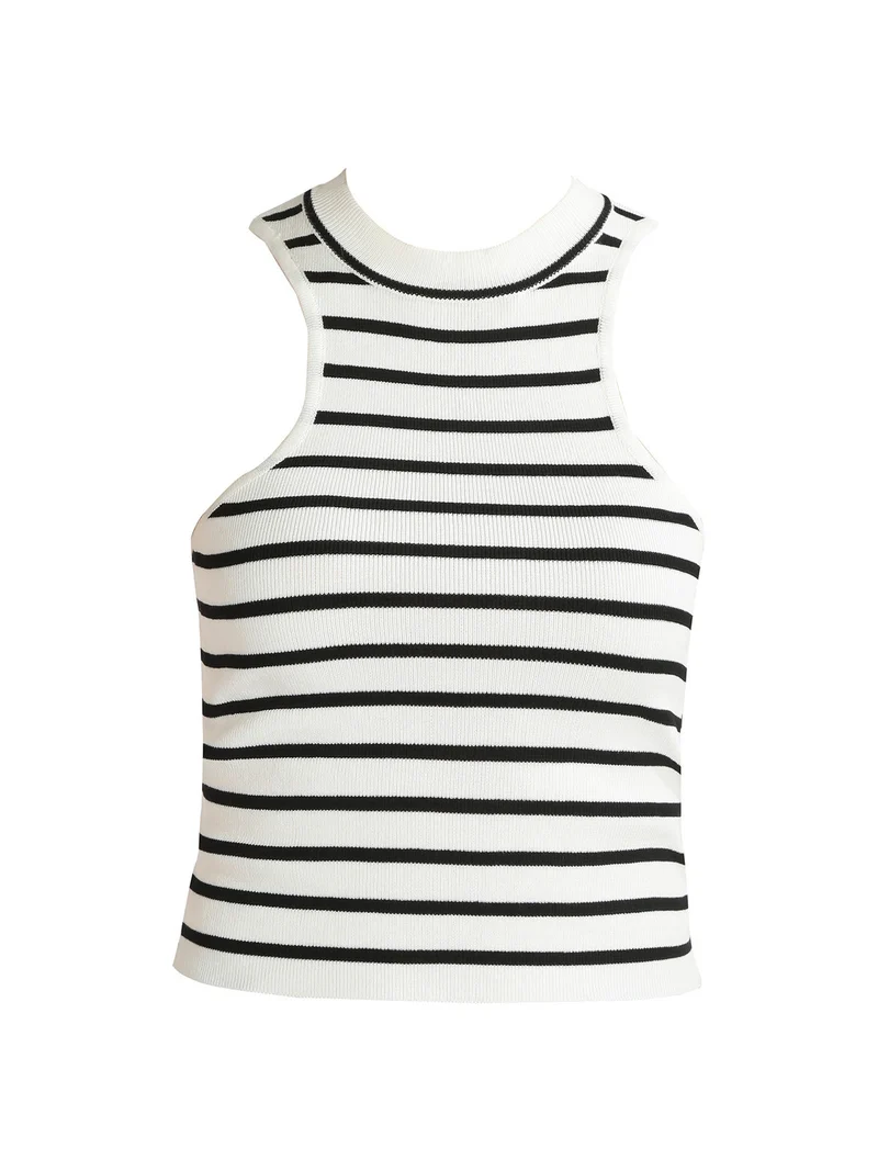 Top cropped in maglia - bianco