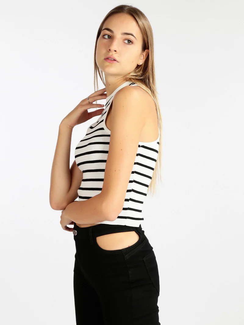 Top cropped in maglia - bianco