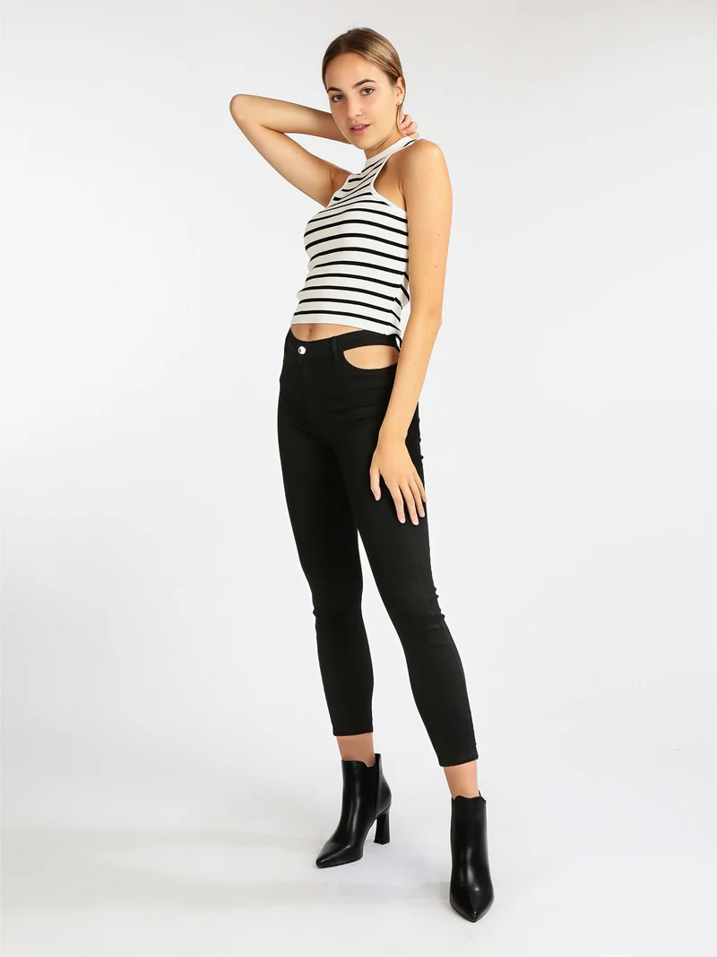 Top cropped in maglia - bianco