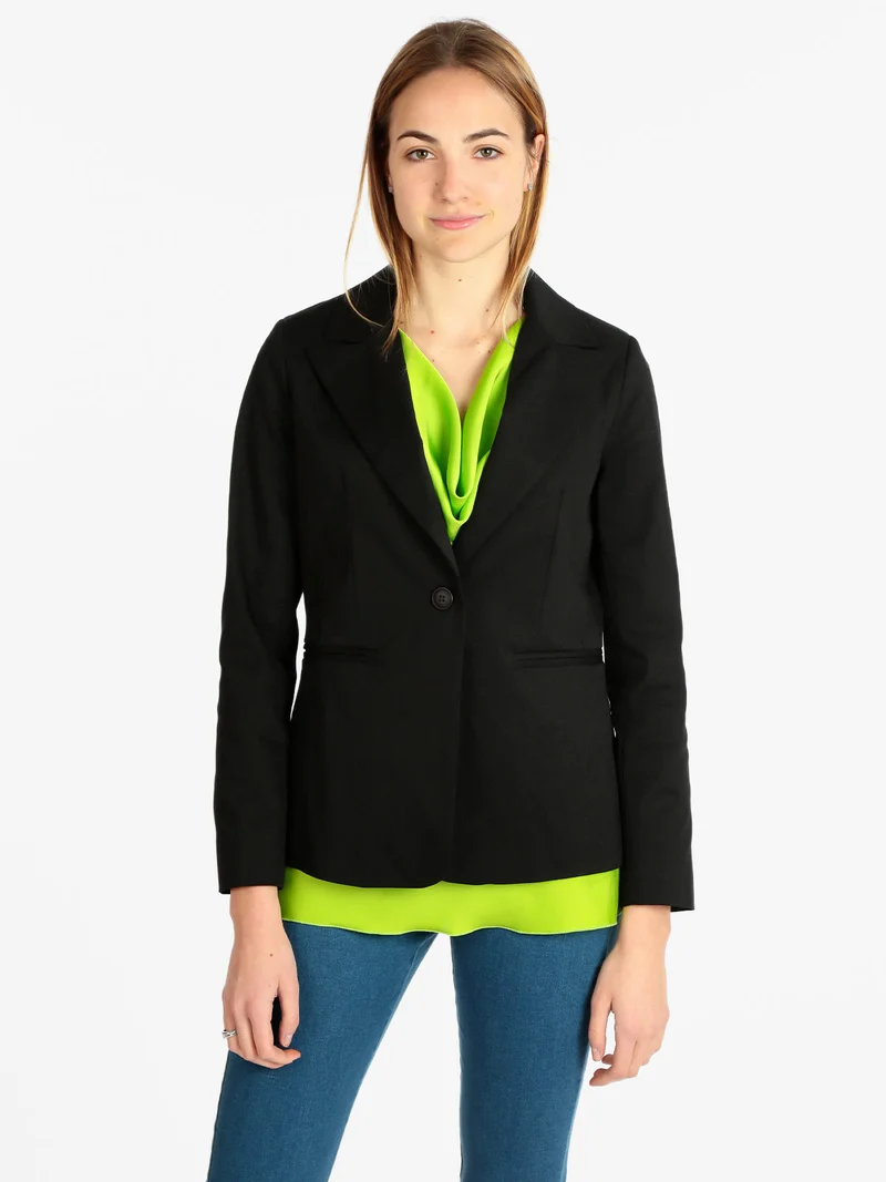 Blazer donna con tasche - nero